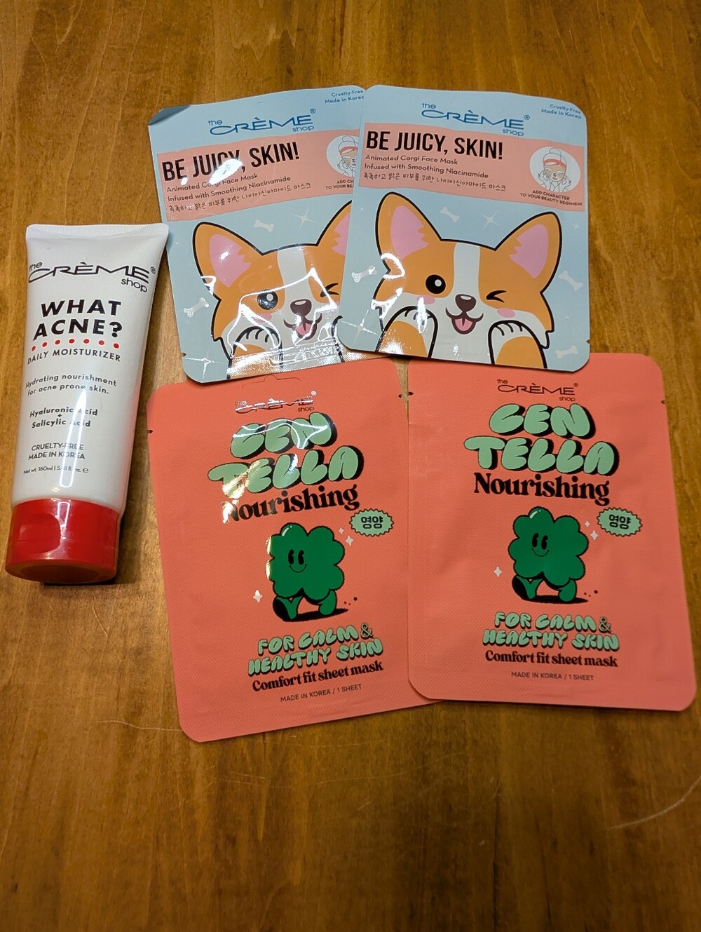 The Crème Shop What Acne Moisturizer & 4 Nourishing Sheet Masks